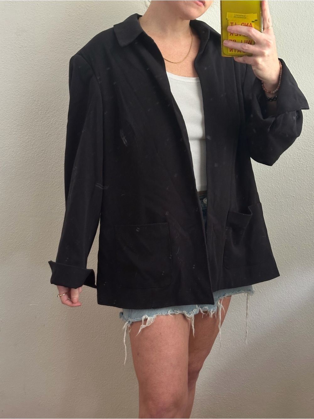 Sag Harbor Black Oversized Blazer with Patch Pockets